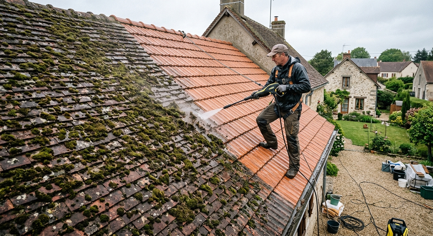 Traitement hydrofuge et démoussage en profondeur